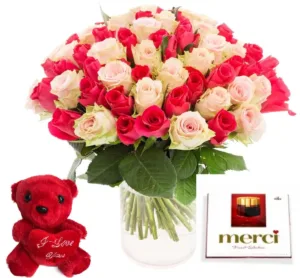 GB719 Tej Jedynej -21 róż+ merci i misiu-SUPER OFERTA